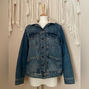 Topshop Denim Jean Shearling Jacket